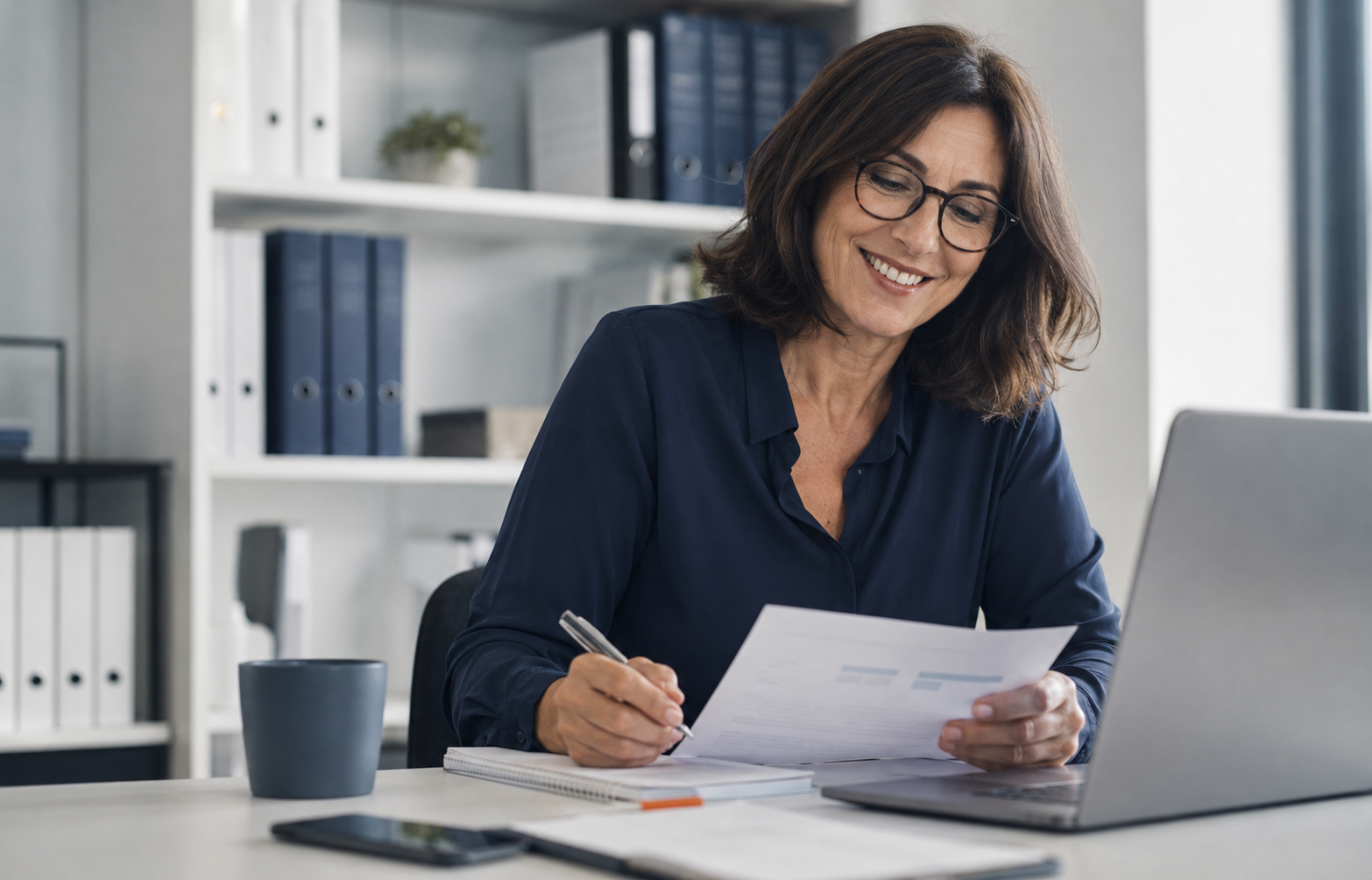 Profesional trabajando con documentación administrativa