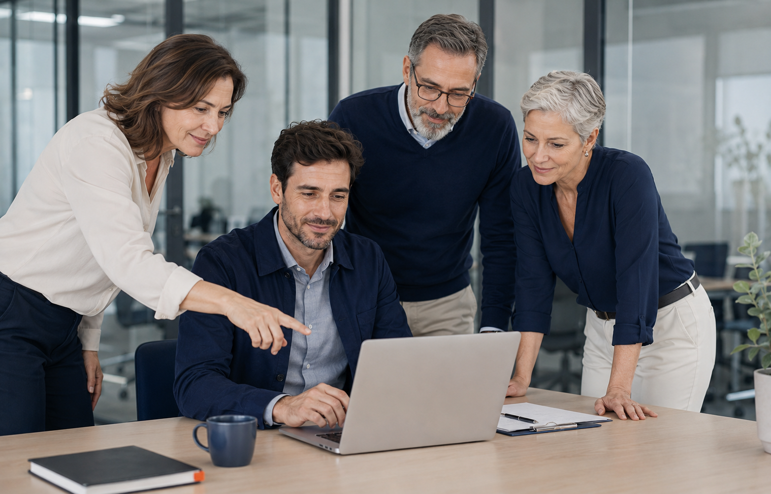 Equipo de administración colaborando en el diseño de un proceso