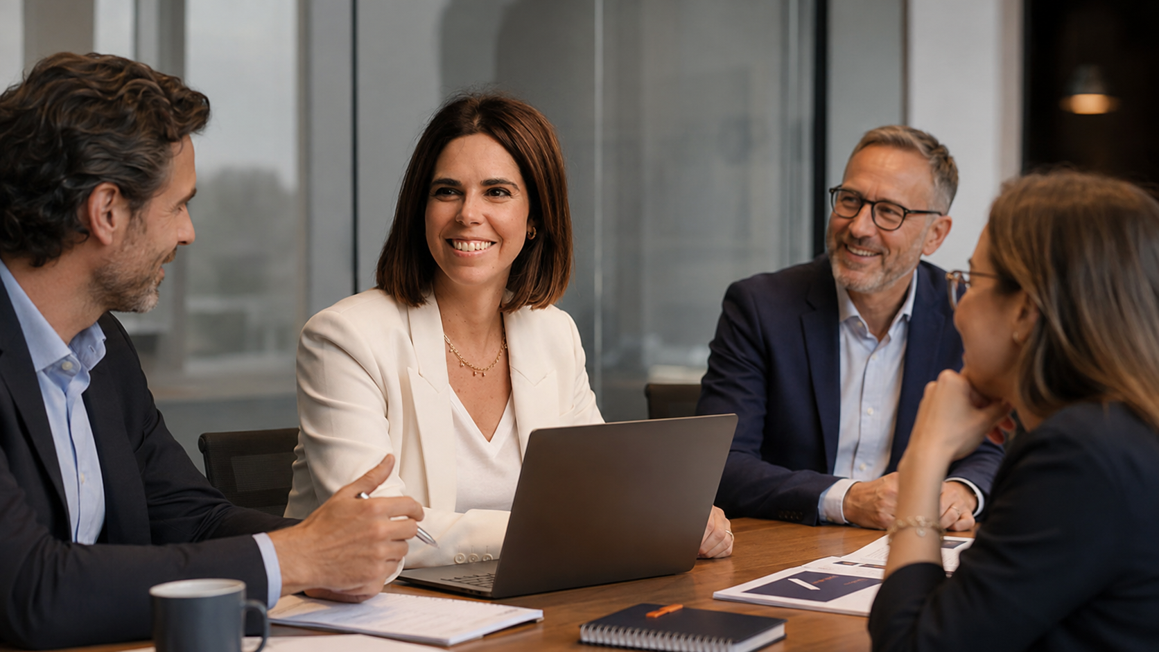 Itziar Paunero, CEO de Pecess, reunida con su equipo